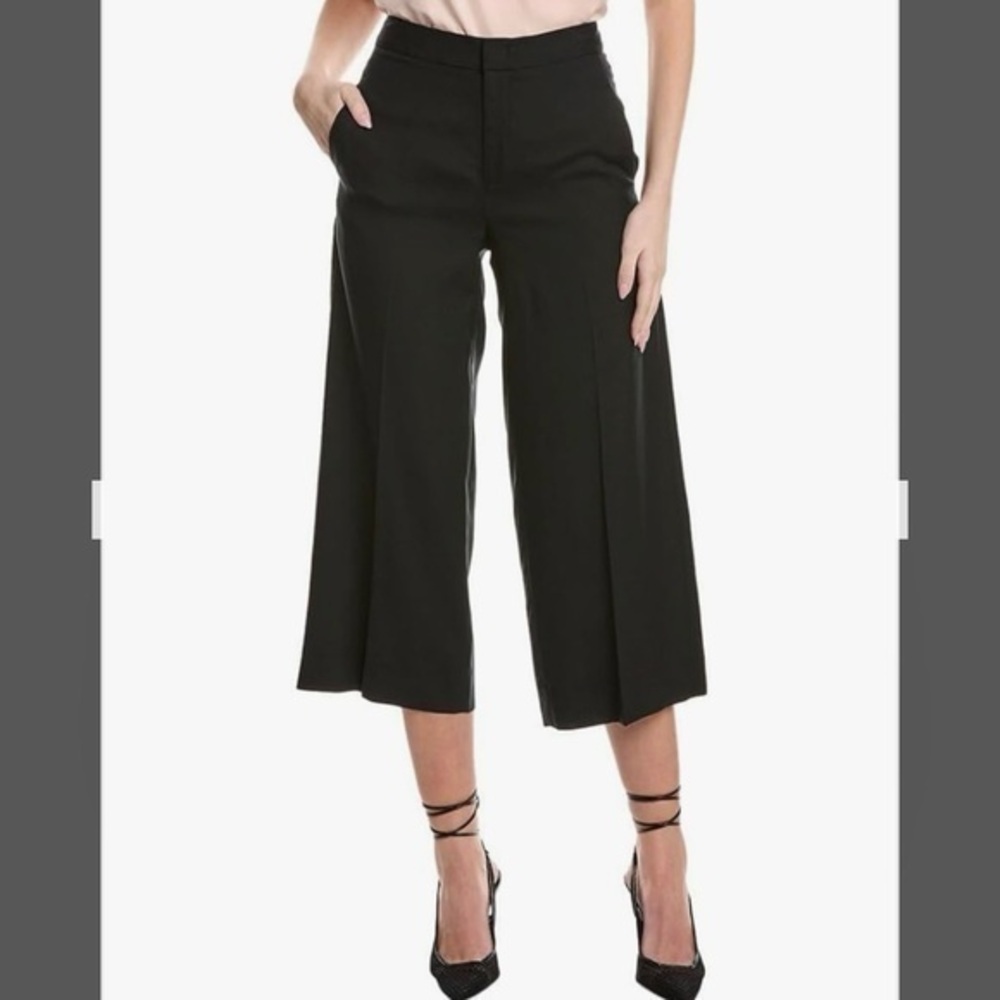 Vince Crop Wide Leg Linen-Blend Pant in Black Size 4